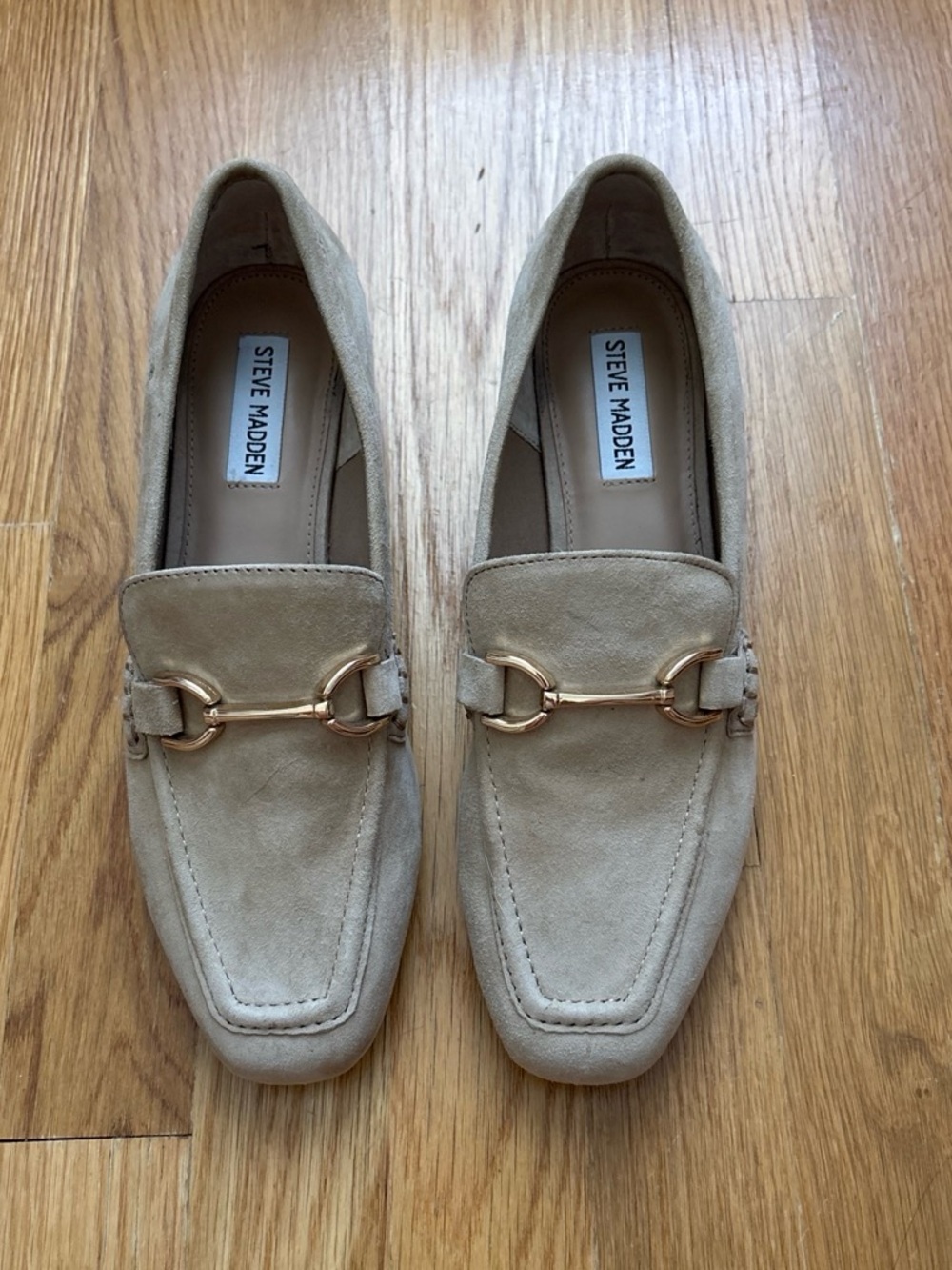 Steve Madden Women’s Beige Suede Bit Loafers